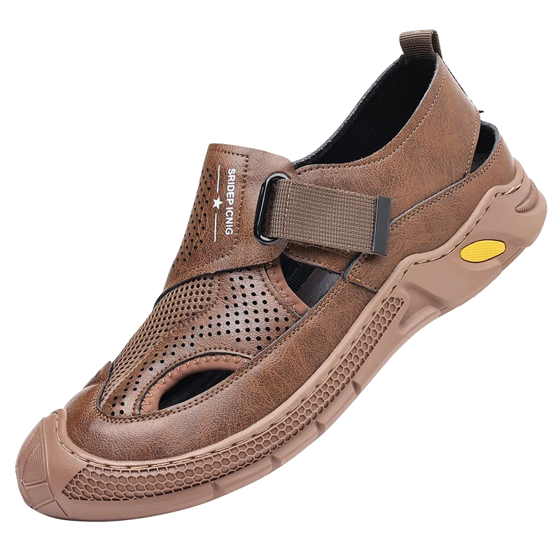 

Summer Men Sandals Real Leather Breathable Roman Casual Shoes Comfortable Slip-on Water Trekking Fishing Hiking Climbing Beach
