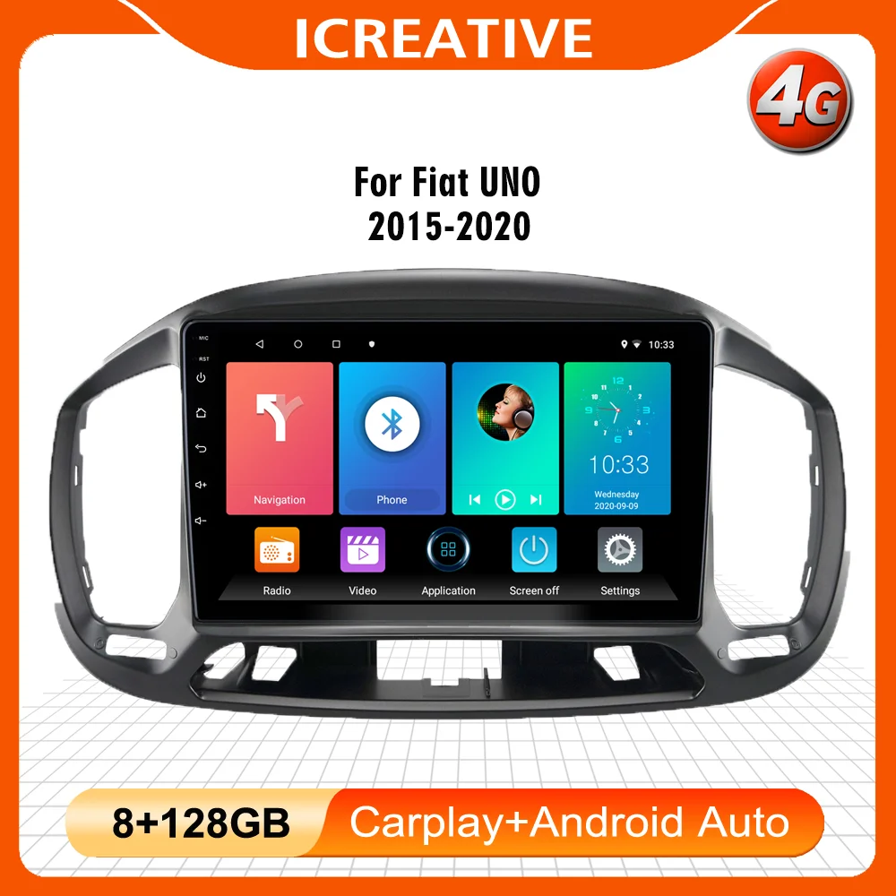 

For Fiat UNO 2015-2020 9INCH 2Din 4G CARPLAY Android Car Multimedia Player Wifi Navigation GPS Autoradio Car Stereo Head Unit BT