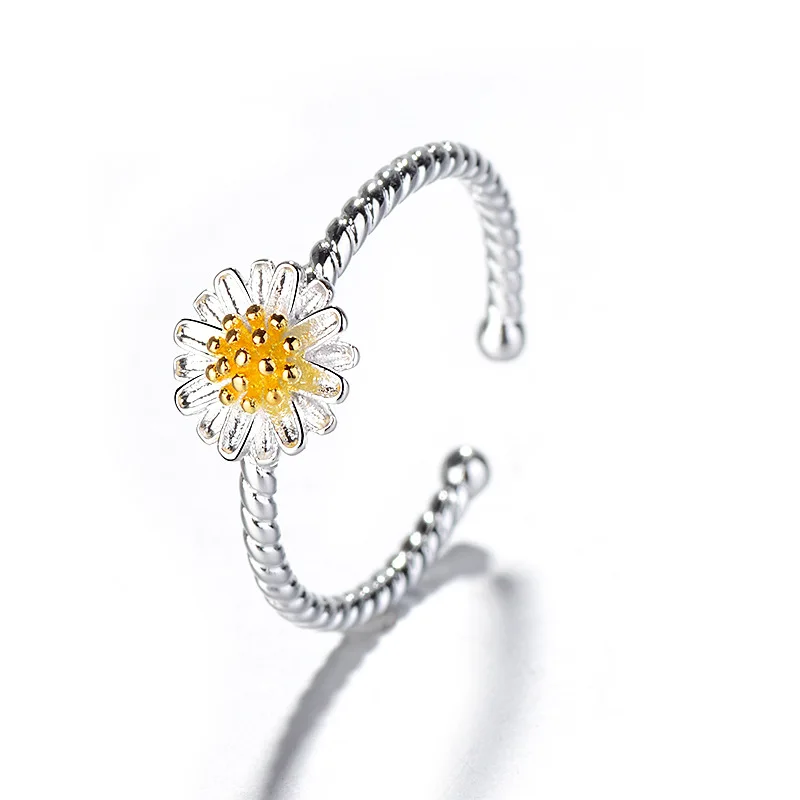 

Vintage Daisy Rings For Women Cute Flower Ring Adjustable Open Cuff Wedding Engagement Rings 2021 Trends Female Jewelry Bague