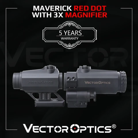 Оптический прицел Vector Optics Maverick Gen3 1x22 с резиновой крышкой, прицел с красной точкой с 3x22 лупой, Combo QD Mount для охоты, AR .223 .308