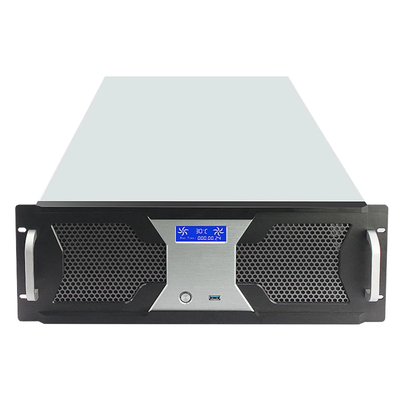 

4U rack server computer case with LCD adapter 13*15" MB adapter 8*3.5" HDD 19Inch rackmount chassis for AI application