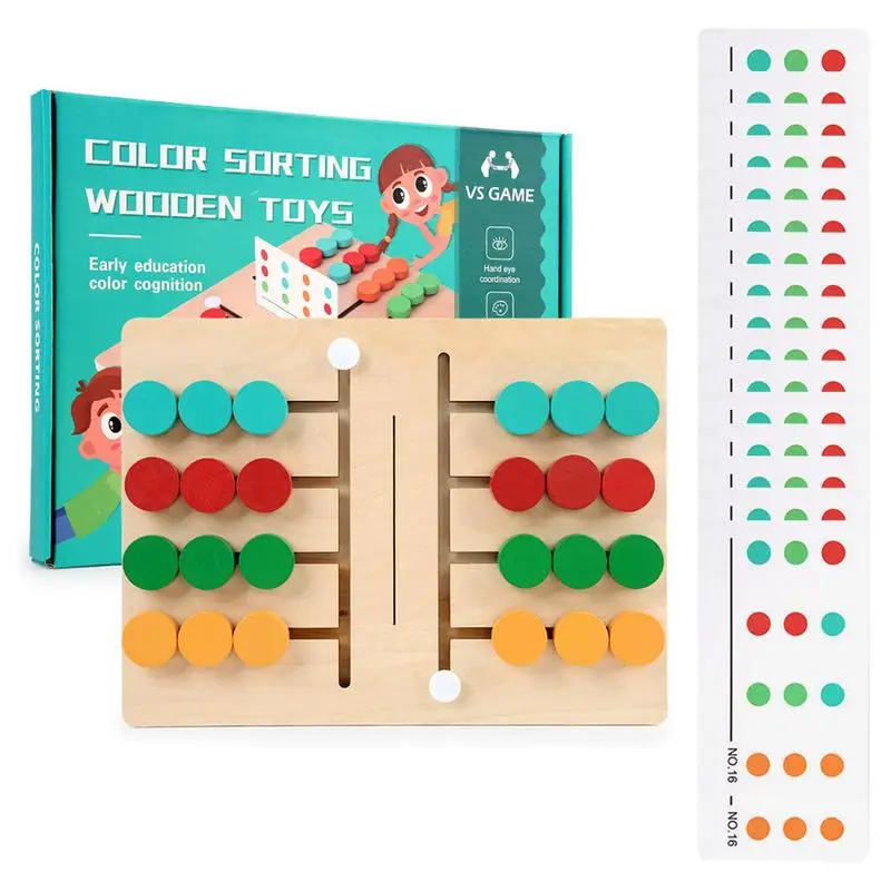 

Color Slide Puzzle Montessori Learning Toys Brain Teasers Logic Game Preschool Educational Wooden Toys For Kids Boys Girls Age 3