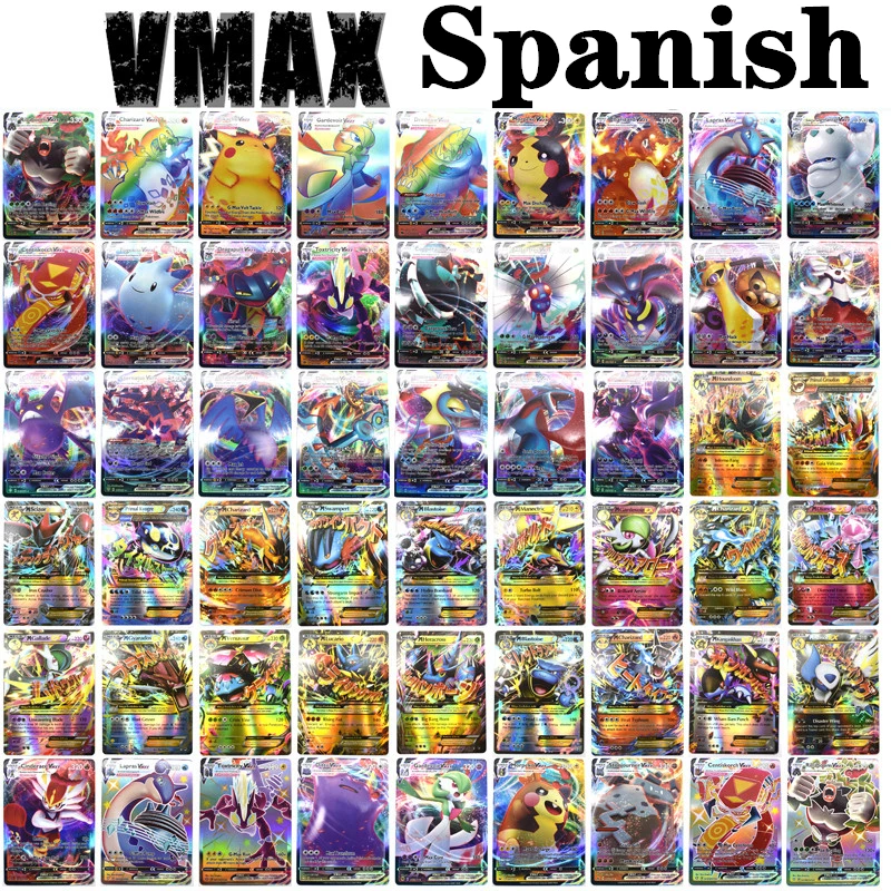 

Голографические игральные карты Pokemon Cards In Spanish 2021 Новое поступление GX EX VMAX игра Castellano Español Детские коллекционные игрушки