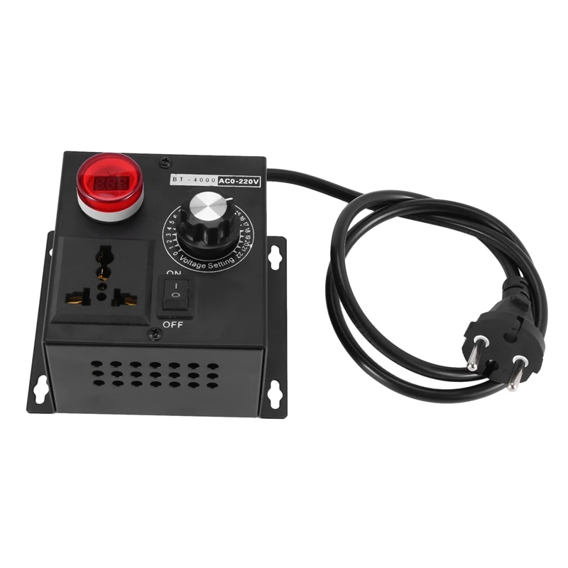 

Hot YO-AC 220V Compact Speed Temperature Light Voltage Adjuatable Dimmer NHT-4000W Variable Voltage Controller(EU Plug)