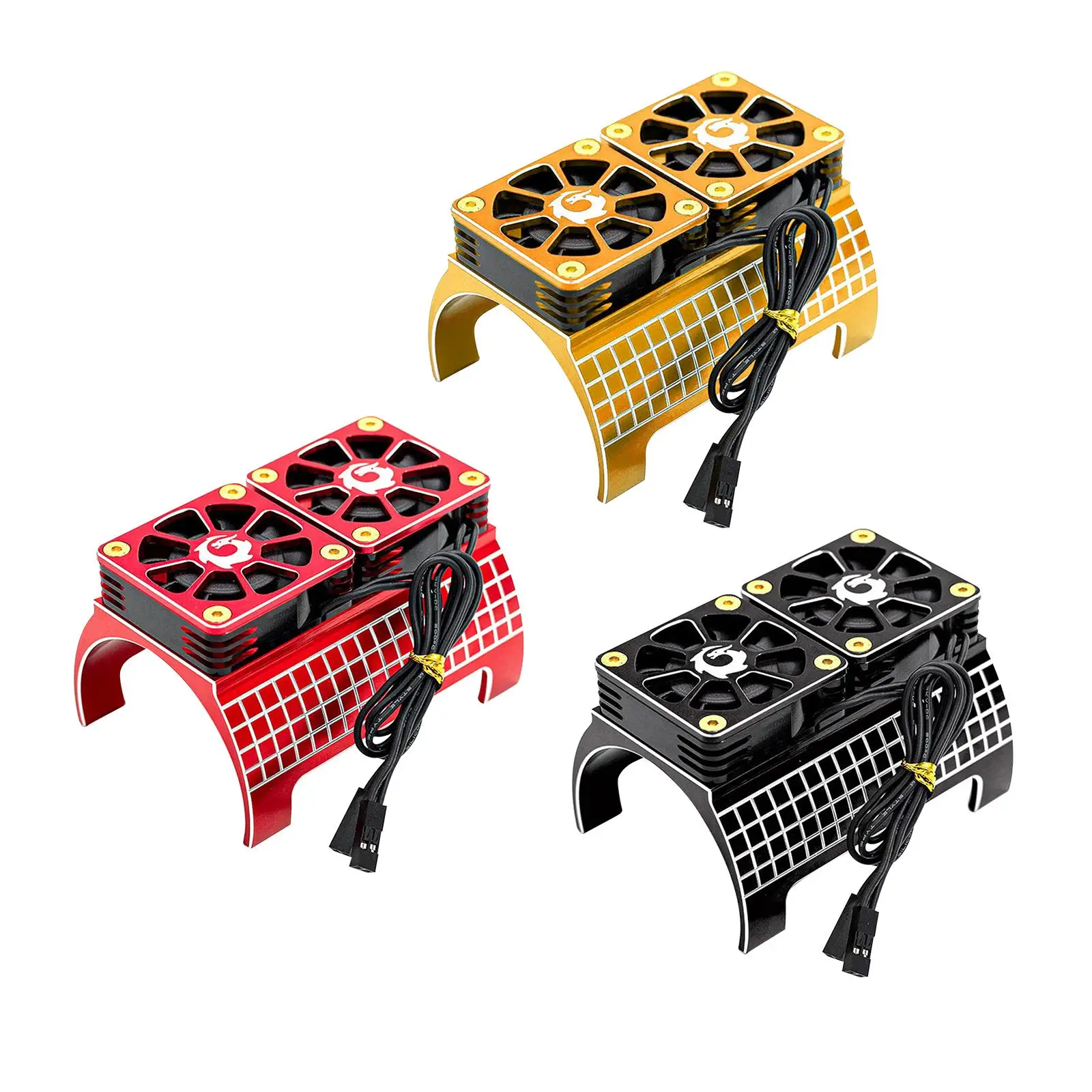 

Metal Brushless Motor Heatsink Brushless Engine Motor Dual Cooling Fan Heat Sink for 1/5 Scale RC Car Crawler Buggy Truck