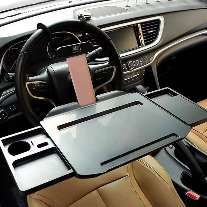 

Car Retractable Laptop Desk Stable Hanging Tray Folding Board With Phone Holder For Dinner Study Work Universal