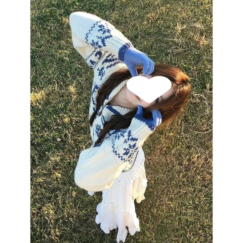 Зимняя рождественская елка жаккардовый вязаный кардиган на молнии свитер пальто