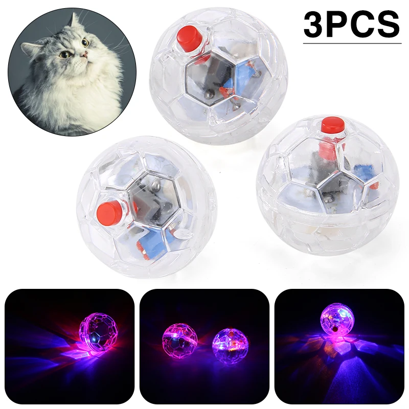 3pcs/Set Ghost Hunting Motion Light Up Cat Balls Flash Interactive Pet Toys Transparent Plastic Cat Pet Toy Interactive Supplies