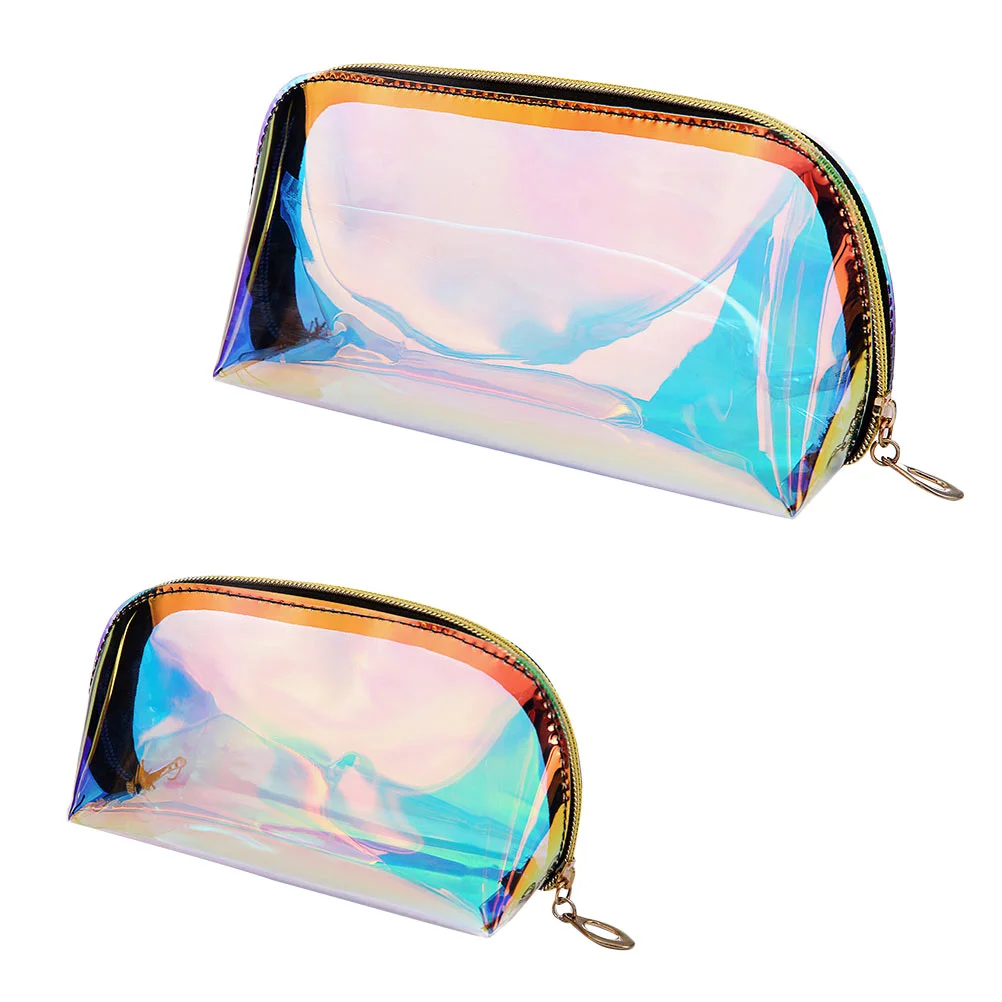 

2 Pcs Symphony Bag Travel Transparent TPU Toiletry Hologram Toiletries Pouch Makeup