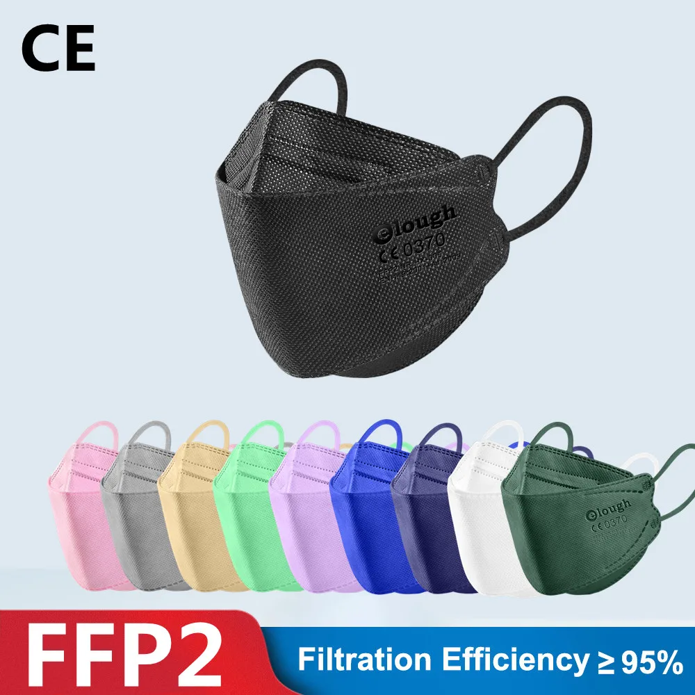 

10-100PCS FFP2 Mask Black FPP2 Mascarillas Homologada 5 Layers Fish Masks KN95 Negras Adult ffp2mask Resuable Mascherina FFPP2