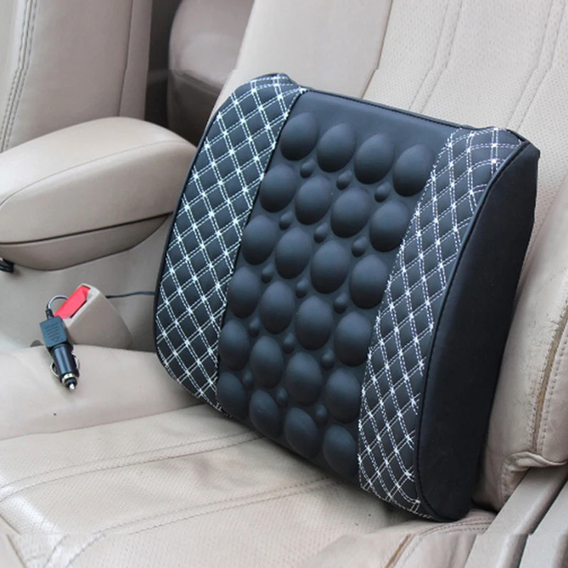 

12V Car Electric Massage Lumbar Cushion Memory Foam Office Seat Support Rest Back Pillow Chair Waist Sofa Cushion Support