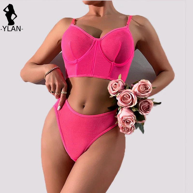 

Lingerie For Women 2 pieces Mesh Transparent Sexy Underwear Steel Ring Bra & Brief Sets Ultra Sexy Lingerie Outfit Intimate 2023