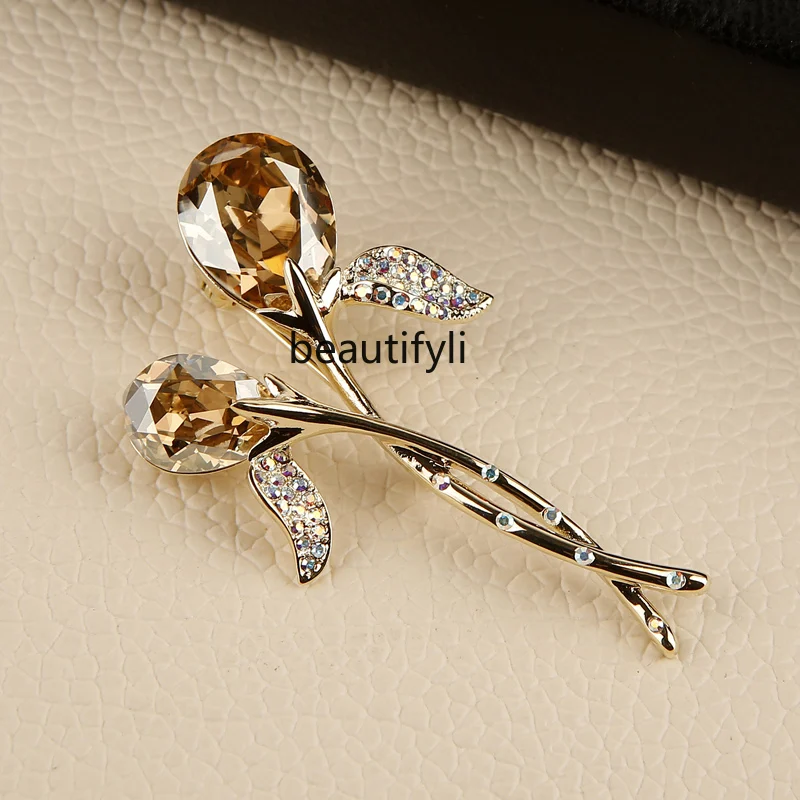 

zqCrystal Brooch Suit Female Corsage Summer Scarf Buckle Wardrobe Malfunction Proof Pin Dual-Use Accessories