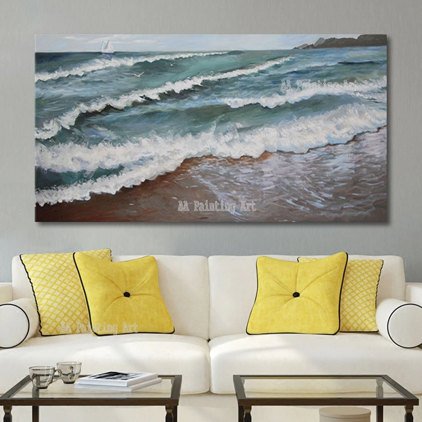 

Abstract Palette Knife Seascape Wave Oil Painting Unframed Canvas Picture Art Home Decoration Wall Art Showpieces Artwork