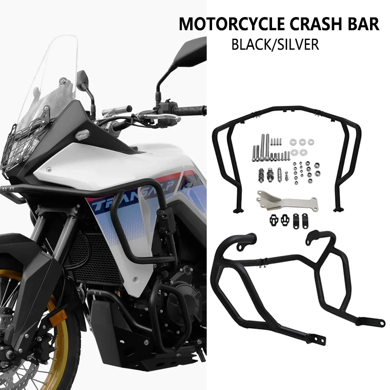 Фото Защитные дуги (краш-бары) для двигателя Honda XL750 TRANSALP 2023-2024, черные/серебристые, для рамы XL 750 Transalp №1