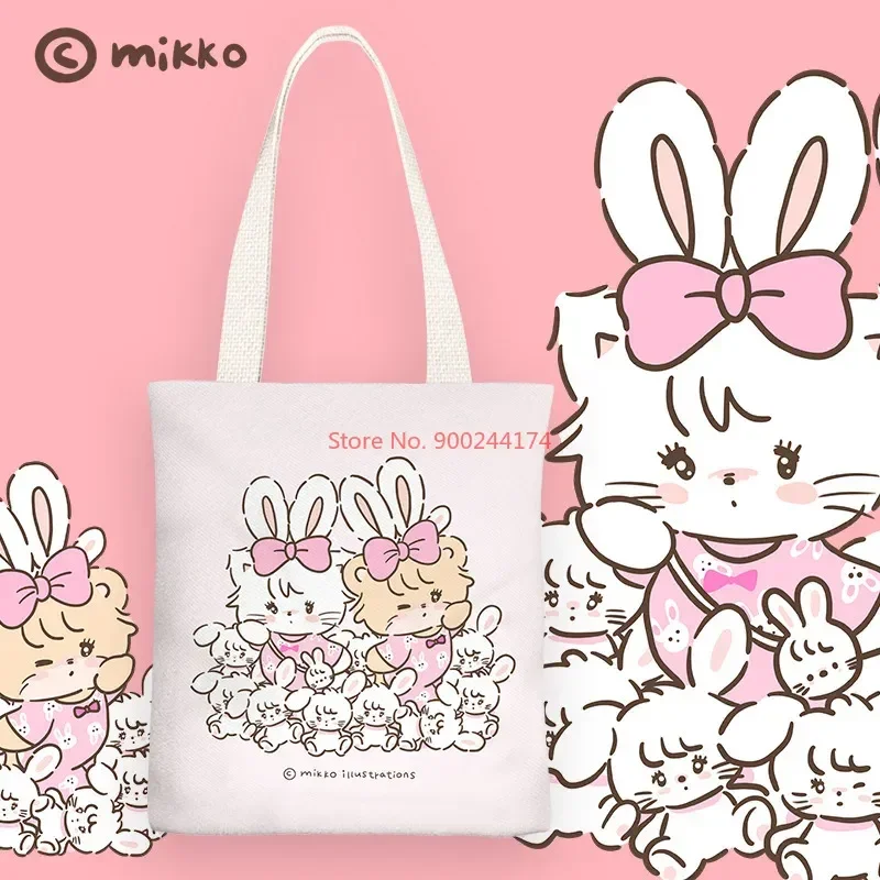 Милая холщовая сумка на плечо Mikko с героями мультфильмов студенческая большая