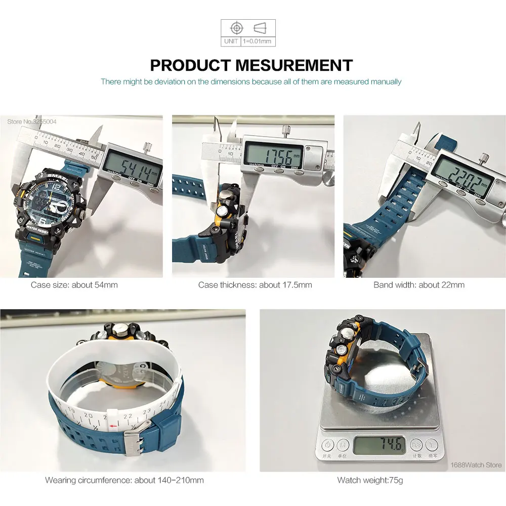 Мужские электронные спортивные цифровые часы SMAEL зеленые водонепроницаемые