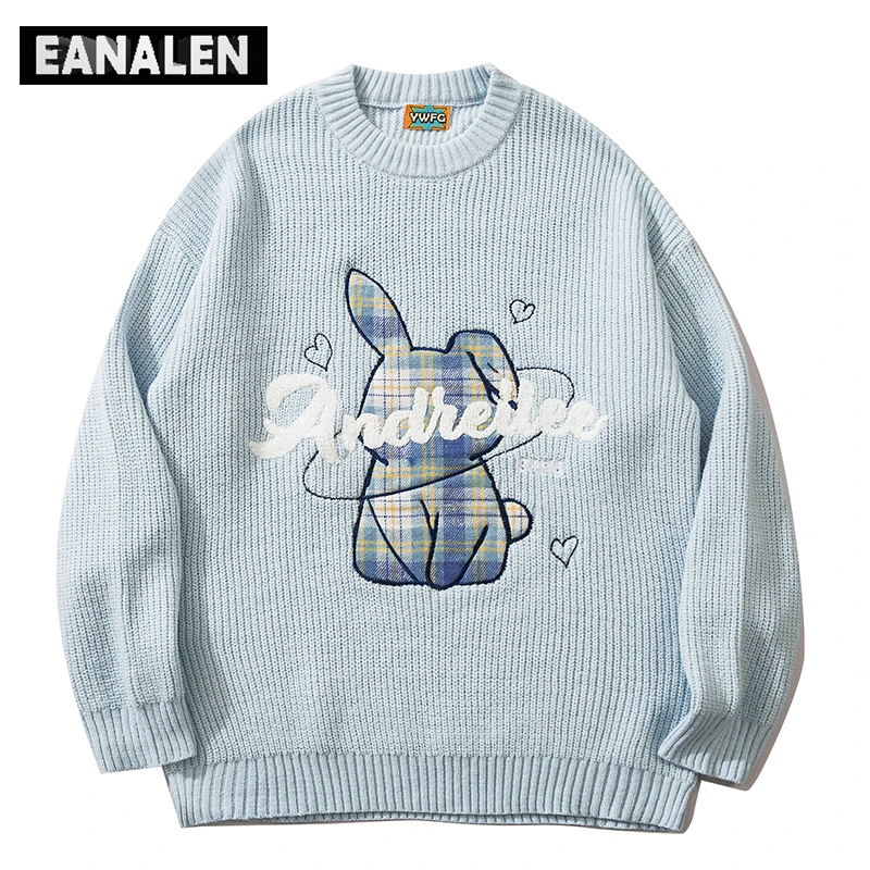 

Harajuku Anime Love Bear Jumper Pullover Oversized Sweater Men's y2k Cute Korean Vintage Grandpa Knitted Ugly Sweater Women's