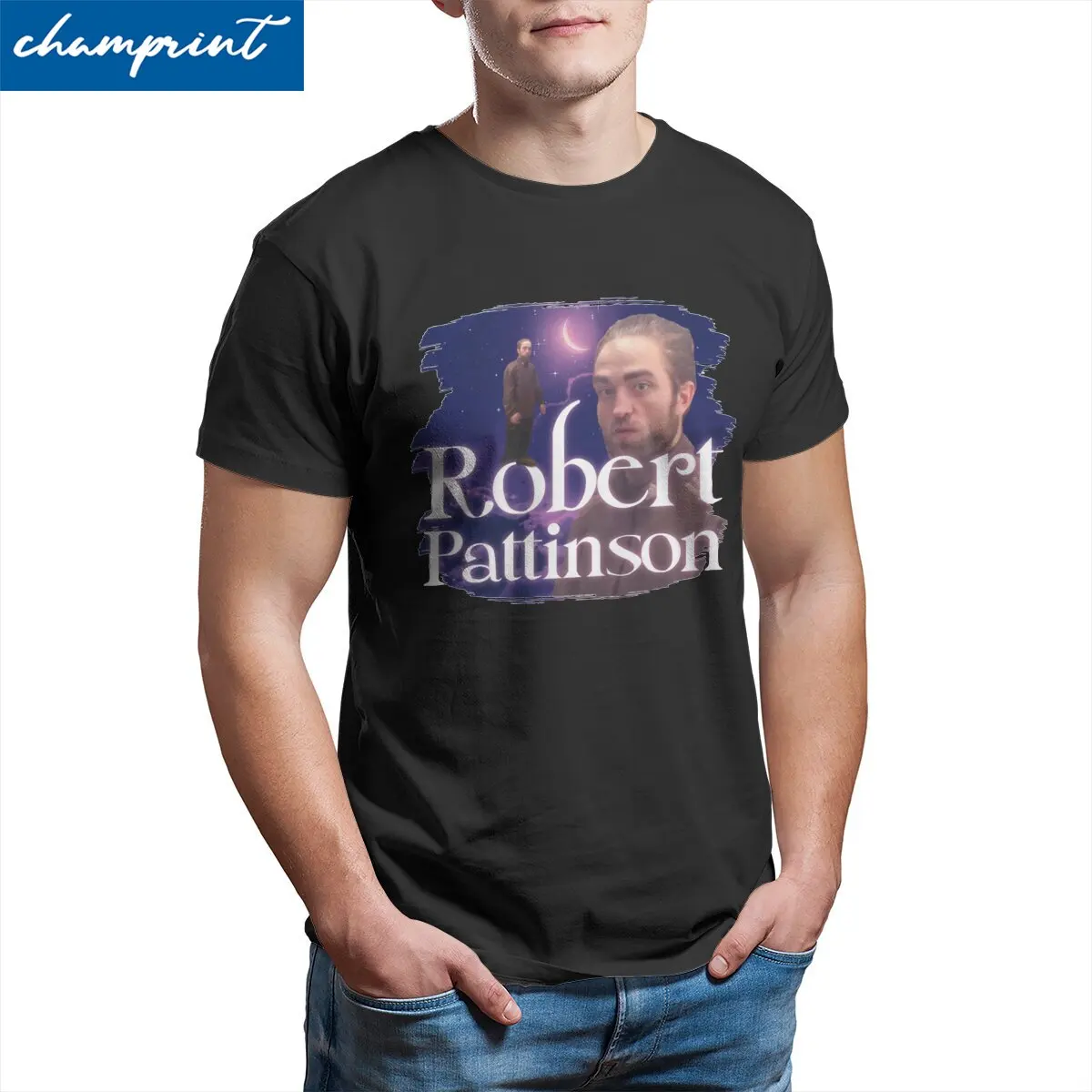 

Men Robert Pattinson Standing T Shirt Funny Meme In Kitchen 100% Cotton Clothing Hipster Crew Neck Tees 4XL 5XL T-Shirt