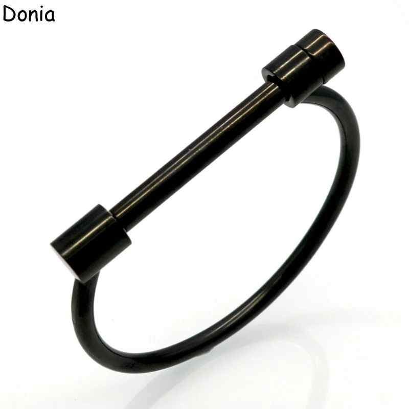 

Donia jewelry European and American fashion stainless steel horseshoe buckle titanium steel C-shaped screw bracelet punk bracele