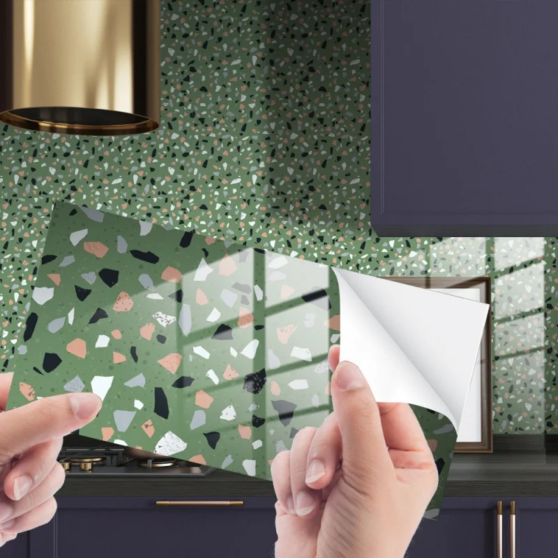 

[Home Decorations] Dls126 Cross-Border Imitation Terrazzo Pattern Crystal Film Tile Sticker Home Decoration Self-Adhesive Floor