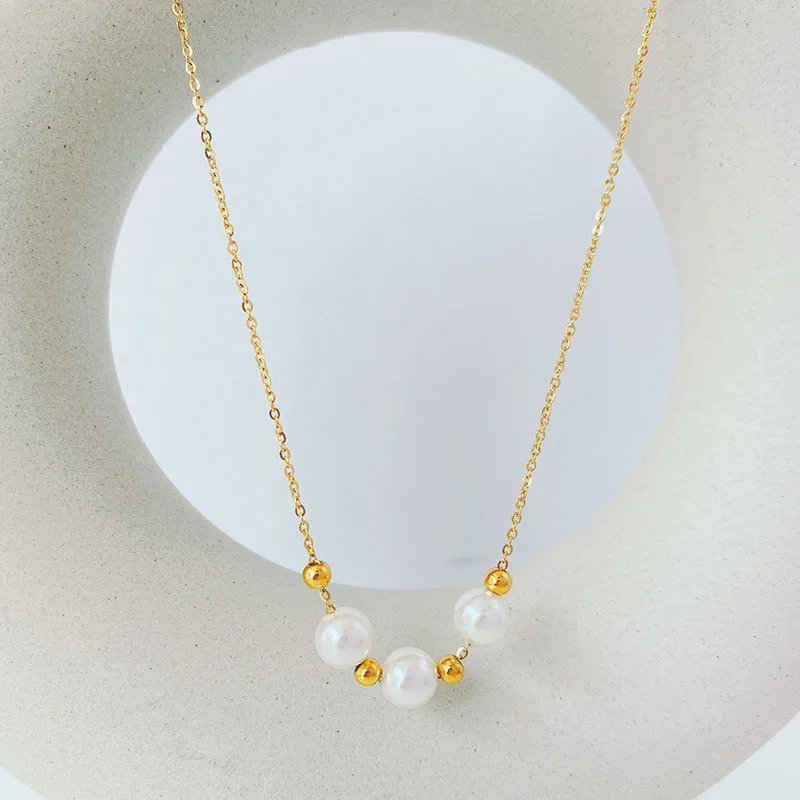 Женское Ожерелье из натурального пресноводного жемчуга 18 К