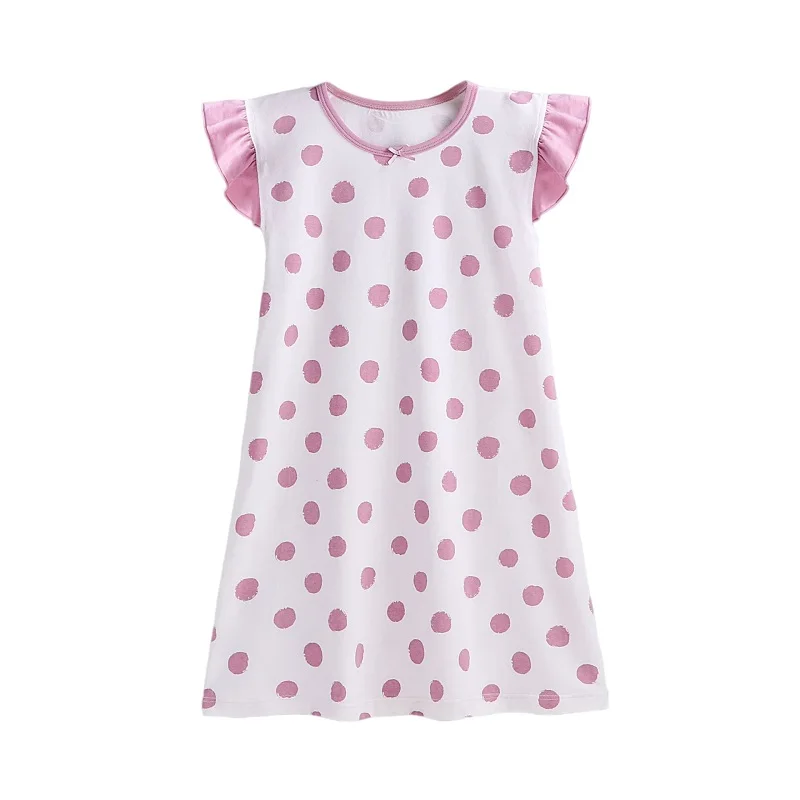 

Summer Baby Pure Cotton Nightgown Children Home Clothes Sweater Pajamas for Sleep Cartoon Unicorn Pattern Stripe Dress for Girls