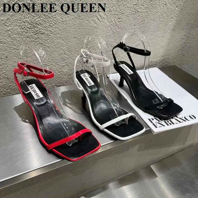 

2022 New Summer Women Sandals High Heel Ankle Strap Roman Shoes Narrow Band Slides Fashion Brand Gladiator Casual Sandalia Mujer