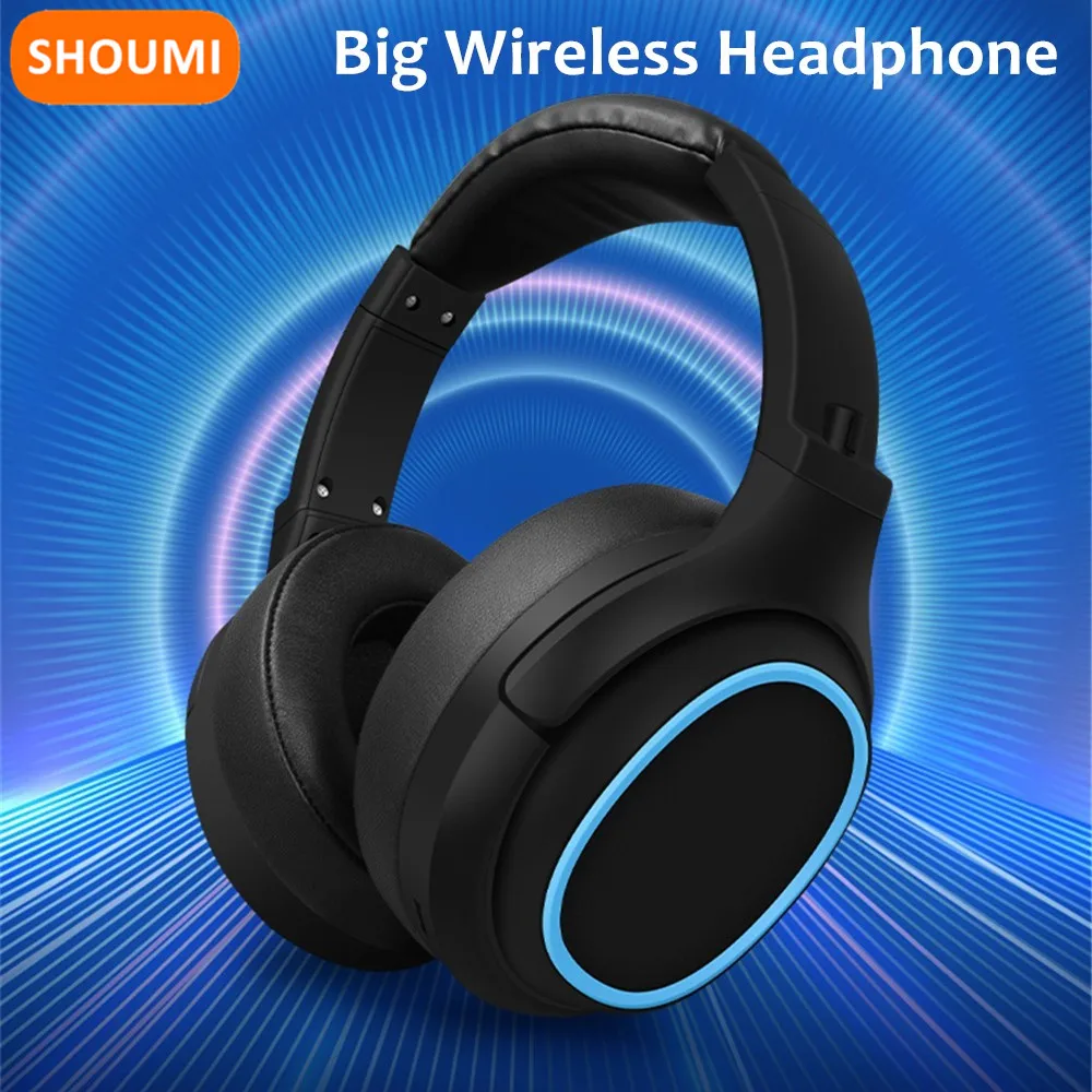 Shoumi Large Earmuffs Headhones Bluetooth Headphon Wireless Earphones Bass Headset Noise Cancelling Mic Helmet Support TF-card