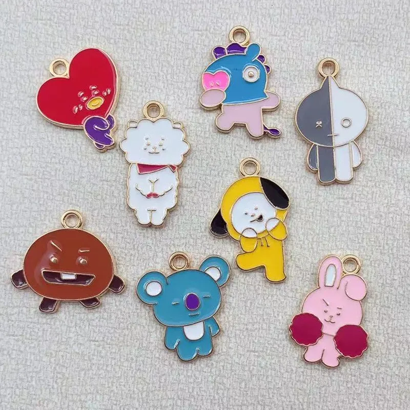 

10pcs Alloy Drops Animal Bear Rabbit Dog Charm Pendant Necklace Keychain DIY Handmade Keychain Necklace cute earring charms