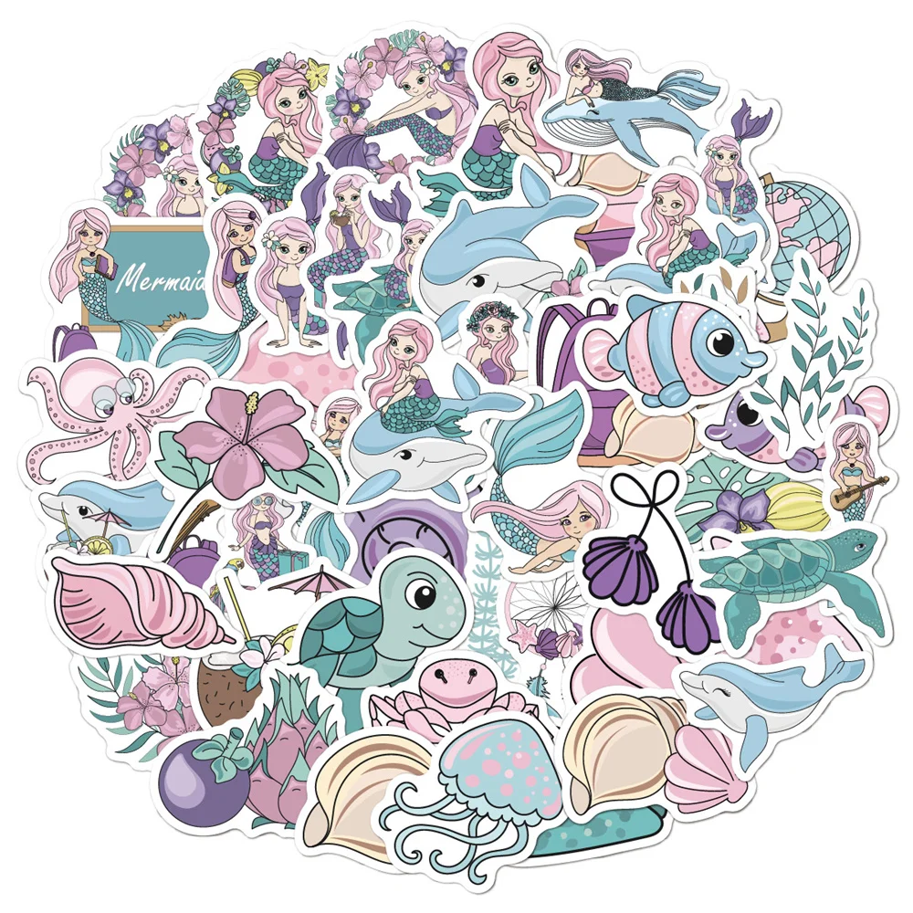 10/30/50PCS The Little Mermaid Cartoon Character Creative Graffiti Sticker Refrigerator Suitcase Skateboard Waterproof Wholesale