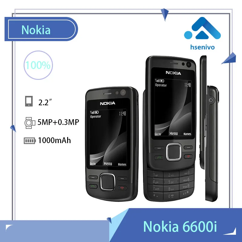 

Восстановленный Оригинальный телефон Nokia 6600i, черный цвет