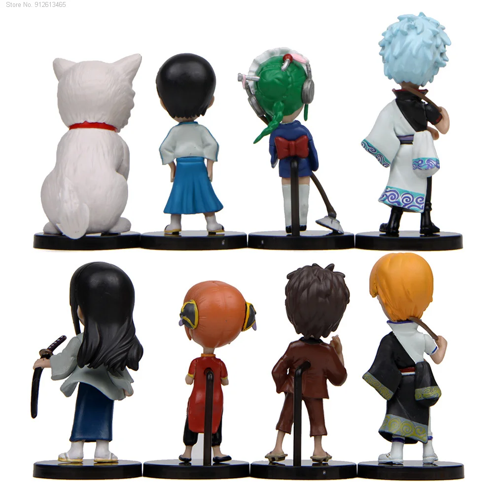 

Bandai Q Character 8Pcs NEW Gintama Figure Sakata Gintoki Kagura Shimura Shinpachi Sadaharu Animal Dressing Series PVC Toy