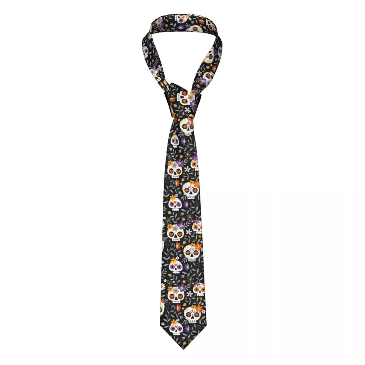 

Cute Sugar Skulls Flowers Unisex Neckties Polyester 8 cm Wide Death Fantasy Floral Neck Tie for Mens Accessories Gravatas Party