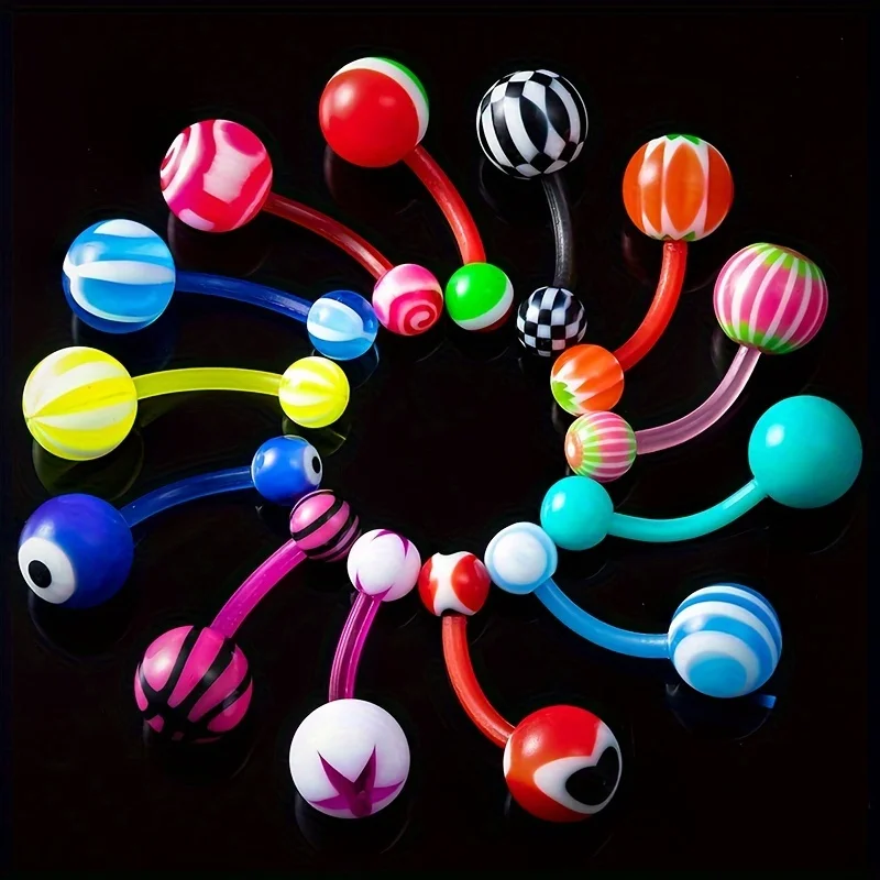 25 шт. различные варианты акриловых шариков для пупка Кольца пирсинга красочные