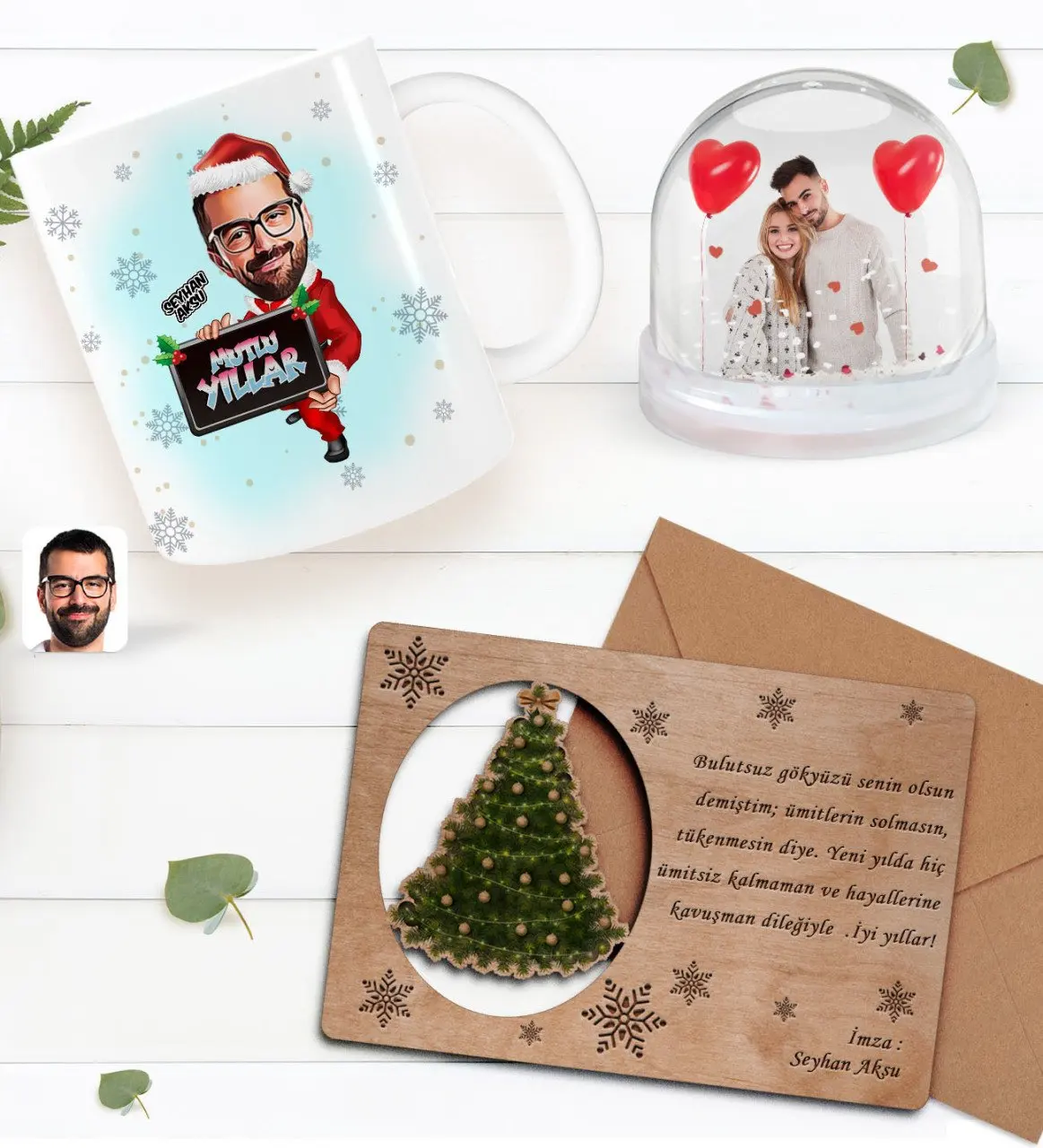 

Персонализированная фотография, Кружка со снежным шаром и на день рождения, кружка и Деревянная Рождественская открытка в ретро стиле, пода...