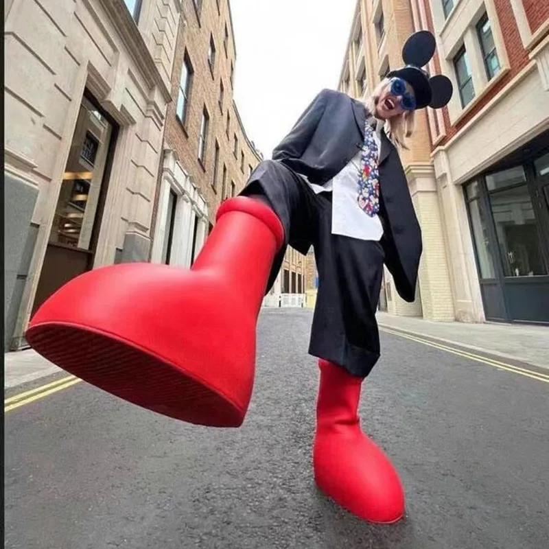 Женские ботинки с высокой подошвой красные резиновой большие размеры - купить по