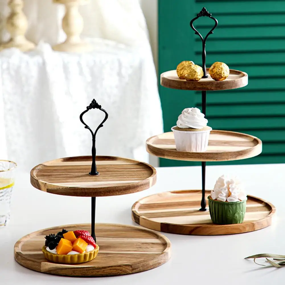 

Snack Plate Useful Dessert Sushi Fruit Plate Round Edges Removable Cupcake Stand
