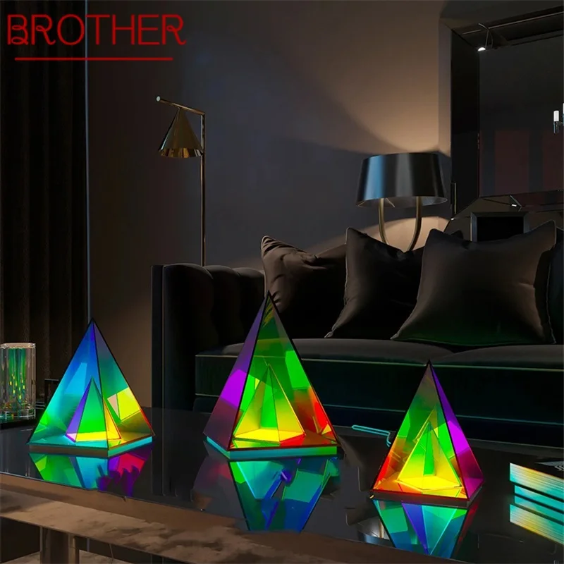 

BROTHER Contemporary Creative Table Lamp Pyramid Indoor Atmosphere Decorative LED Lighting For Home Bed Room