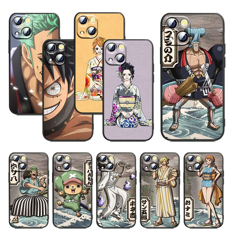 

One Piece Anime Art For Apple iPhone 11 12 13 Max Mini 5 6 7 8 X XR XS Pro Plus Black luxury Silicone Cover Funda Phone Case