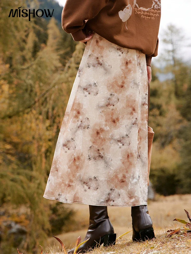 MISHOW французские винтажные юбки с высокой талией и цветочным принтом для женщин