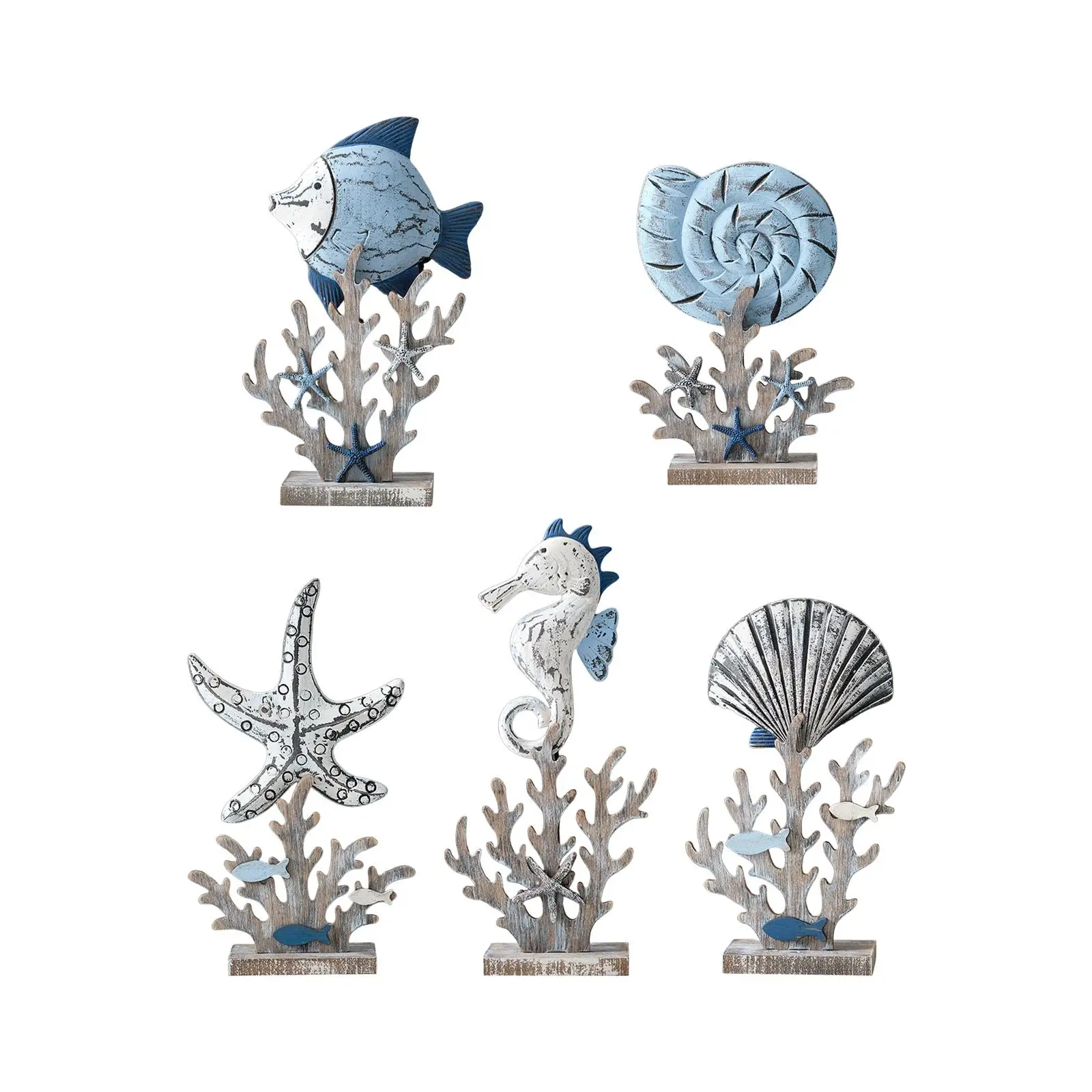 

Wooden Beach Home Decoration Crafts Detachable Figurines Craft Desktop Decor