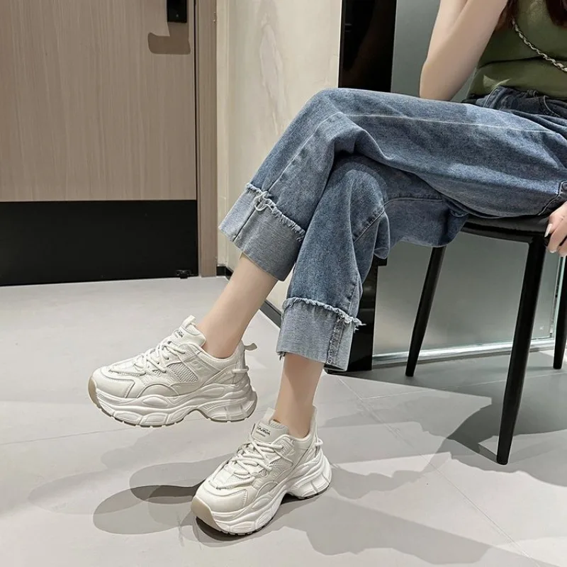 Женские кроссовки 2024 сетчатые на платформе дышащая повседневная спортивная