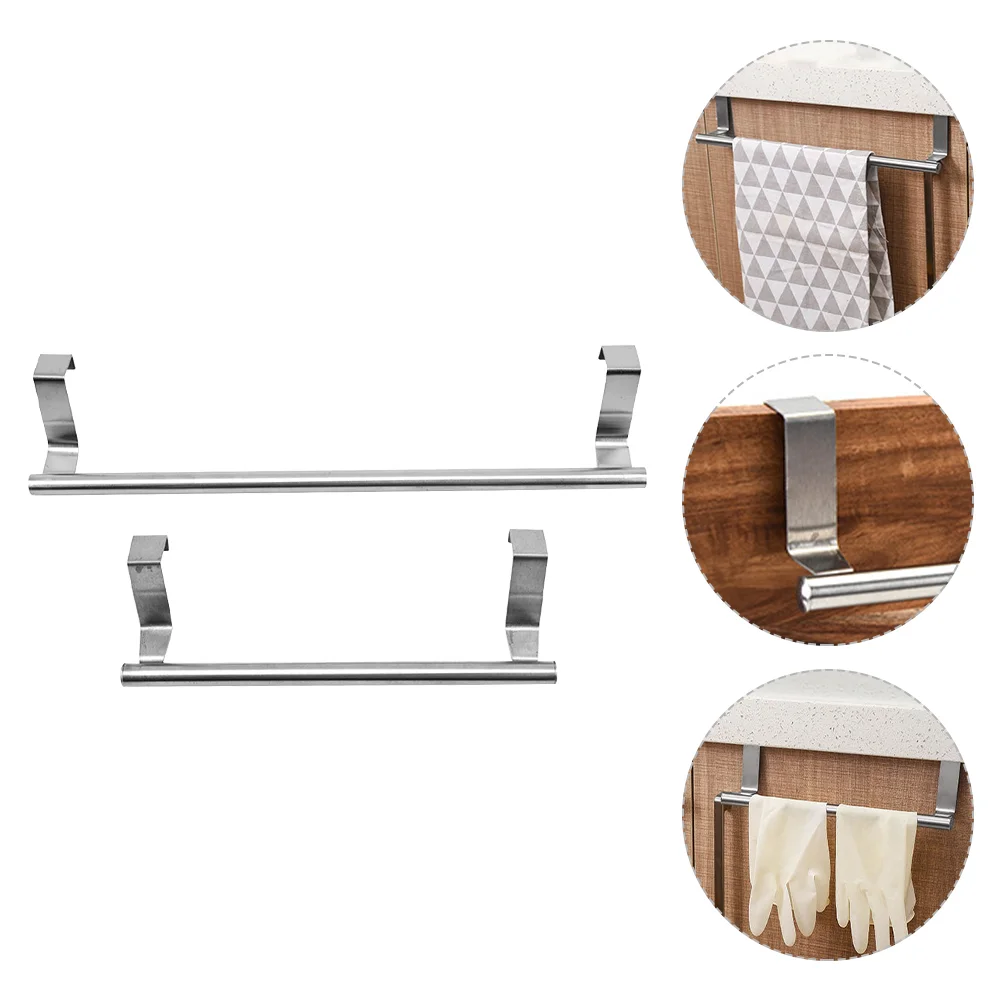 

2pcs Racks Stainless Towel Rack Cabinet Towel Holder Towel Storage Pole Towel Bar Holder for Daily Use Kitchen
