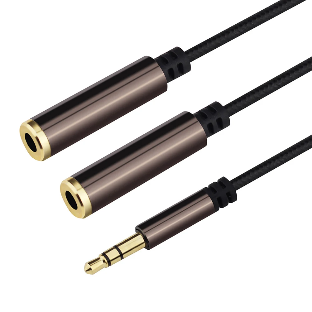 

Audio Stereo Cable 3.5mm Plug Male To 2 Female Ports Y Splitter Braided 100% High Quality And 2022 Brand New