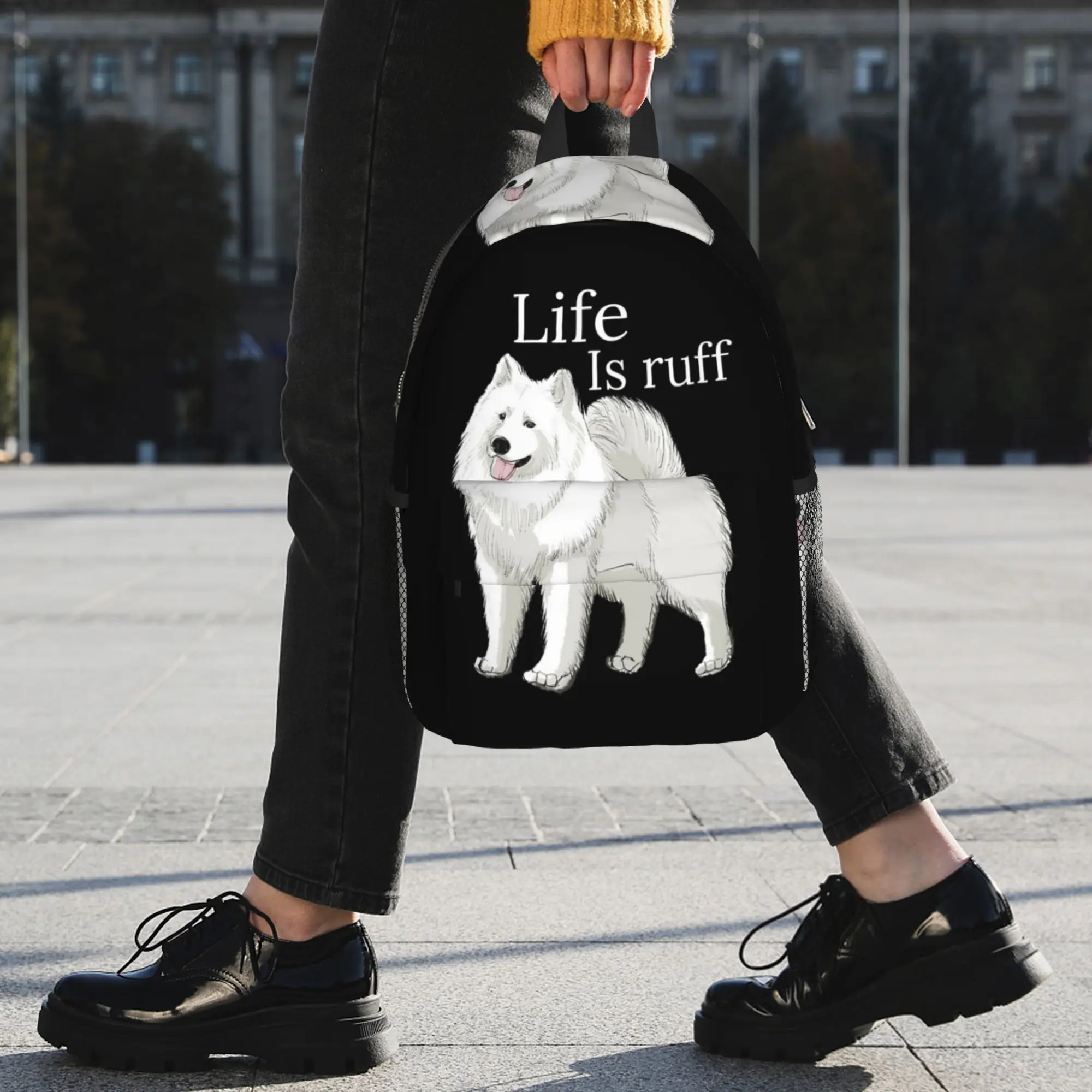 Фото Рюкзак Samoyed Life Is Ruff, хит продаж, вместительный рюкзак для мальчиков и девочек, сумка через плечо для мужчин и женщин, школьная сумка №4