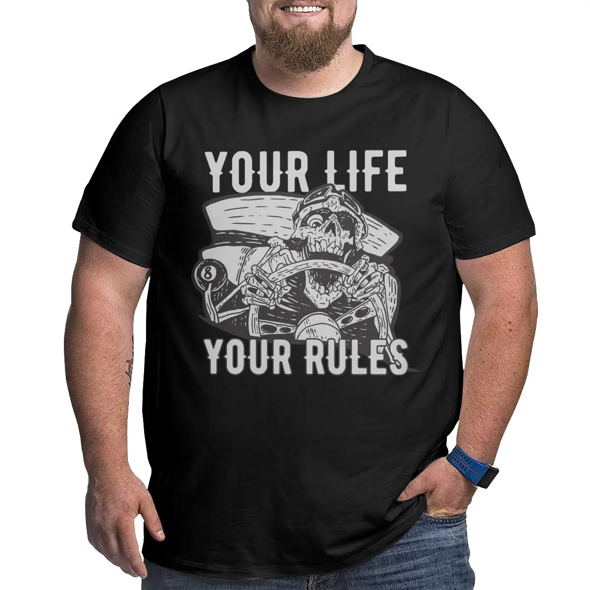 

Your Life Your Rules Men's Cotton Novelty T-Shirts Oversized T Shirts for Men Short Sleeve Top Clothing Customized Your Image