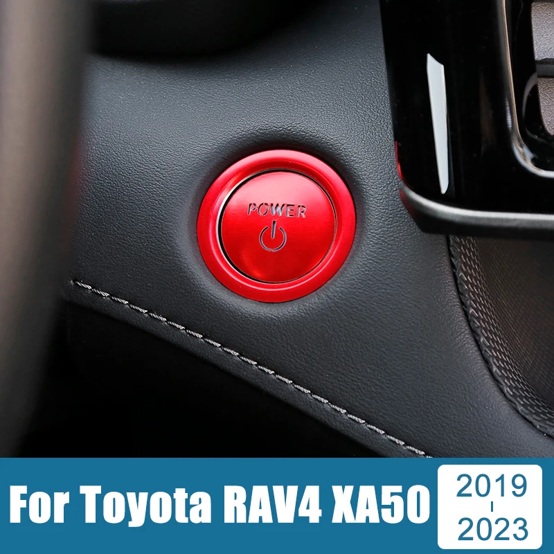 

For Toyota RAV4 XA50 2019 2020 2021 2022 2023 RAV 4 Hybrid Aluminium Car Engine Push Start Stop Button Ring Cover Trim Stickers