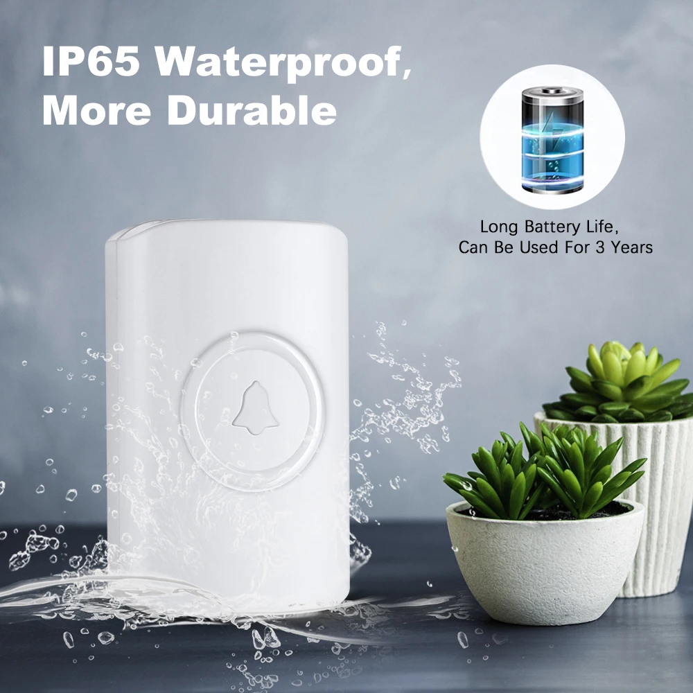 WSDCAM Wireless Doorbell Waterproof IP65 Not Need To Charge Smart Door Bell Alarm Home Sercurity Outdoor Welcome Chime |