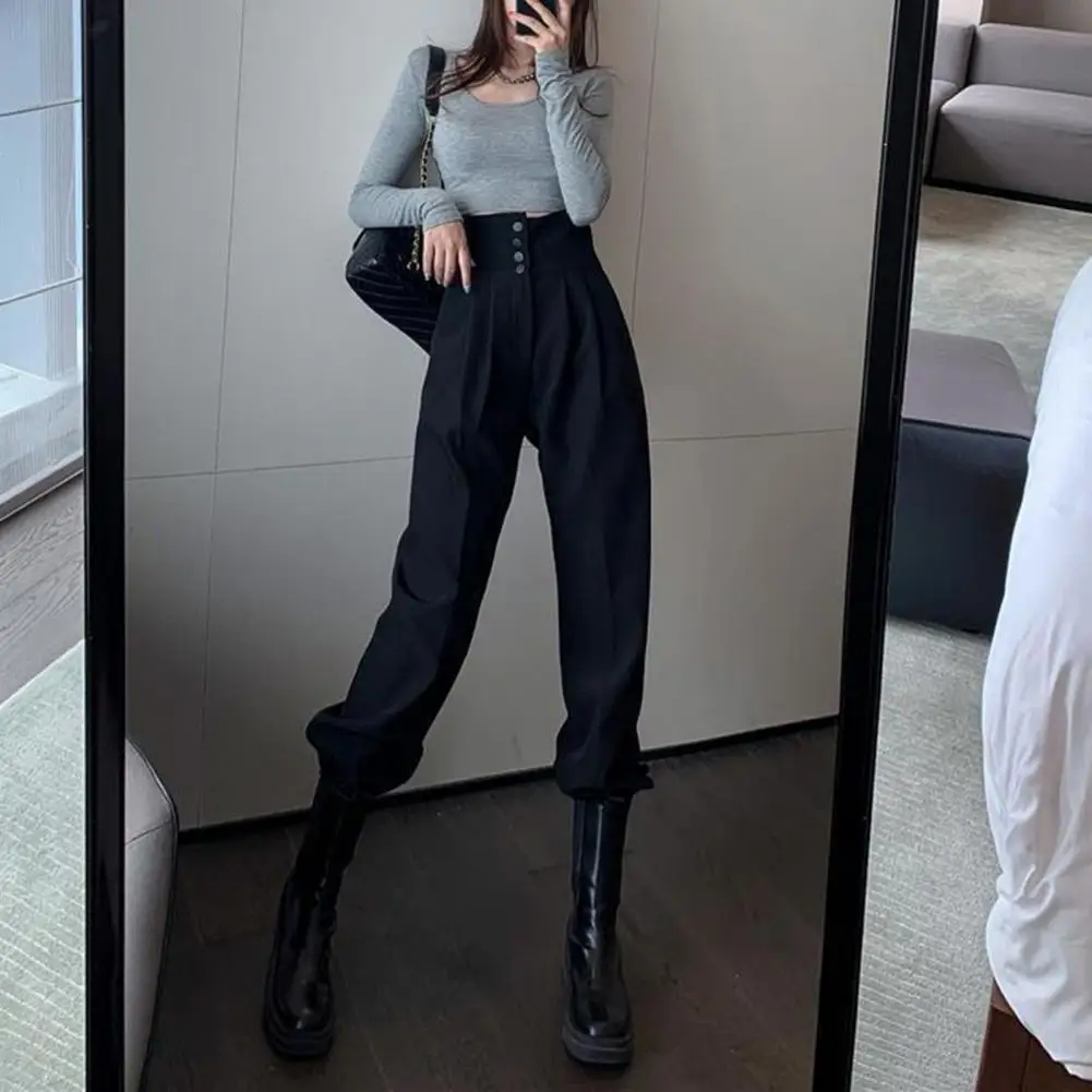 

Trendy Ladies Harem Pants High Waist Retro Women Cargo Pants Korean Style Pockets Harem Pant